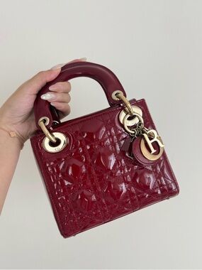 Christian Dior Mini Lady Dior Patent Cherry GHW